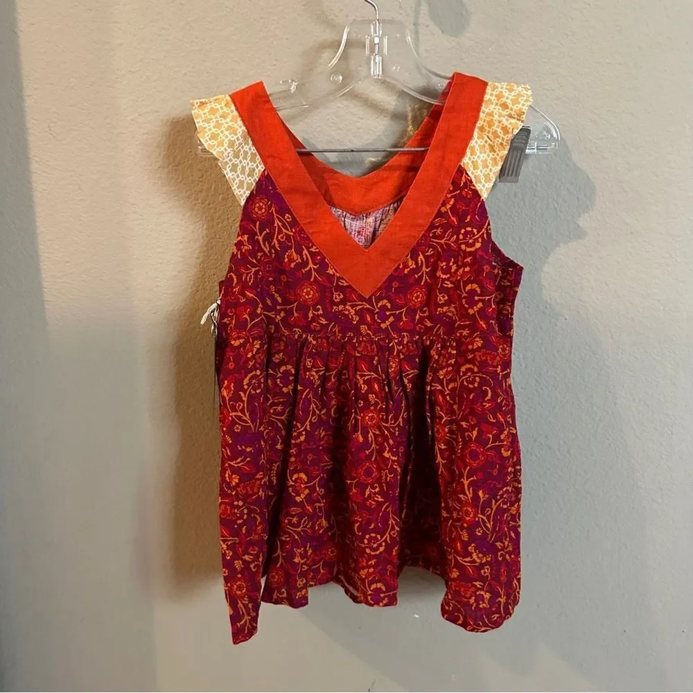 NWT Matilda Jane Enchanted Gardens Beach Bonfire Swing Tank print size 6